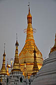 Yangon Myanmar. Shwedagon Pagoda (the Golden Stupa). Detail of the Naungdawgyi Pagoda. 